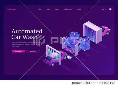 Vector banner of automated car wash Vector banner of automated car wash 85508458