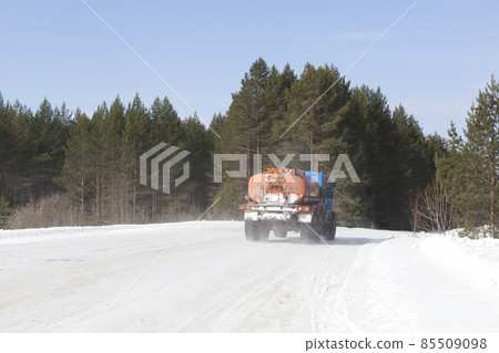 Fuel truck on winter road Fuel truck on winter road 85509098