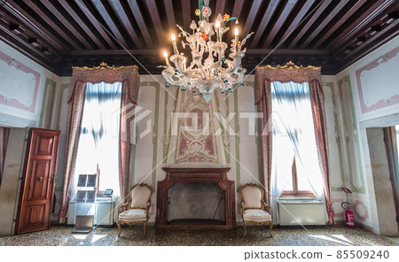 Murano chandelier in Ca Rezzonico palace, Venice, Italy Murano chandelier in Ca Rezzonico palace, Venice, Italy 85509240