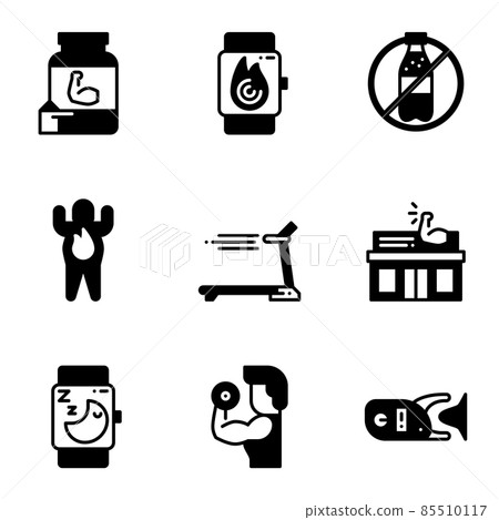 Fitness and healthy icon set. Fitness and healthy icon set. 85510117