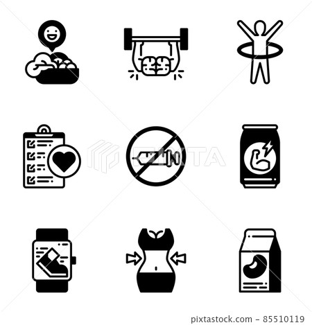 Fitness and healthy icon set. Fitness and healthy icon set. 85510119