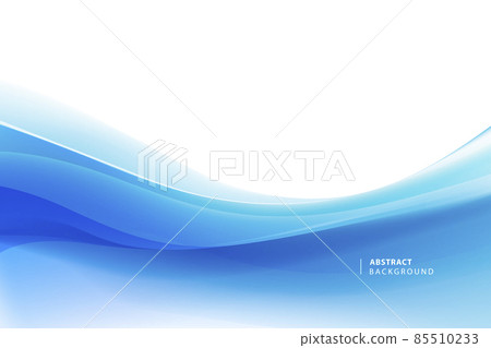 Vector wavy abstract geometric background, blue flow hoizontal banner. Trendy gradient shapes composition 85510233
