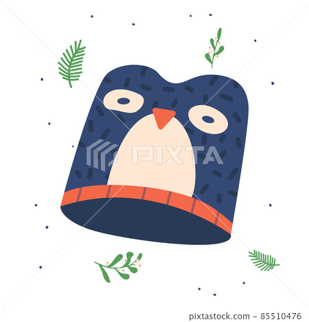 Funny Penguin Kids Hat for Autumn or Winter Seasons, Knit or Textile Cap for Girls or Boys Isolated on White Background Funny Penguin Kids Hat for Autumn or Winter Seasons, Knit or Textile Cap for Girls or Boys Isolated on White Background 85510476