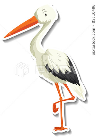 Heron bird animal cartoon sticker 85510496