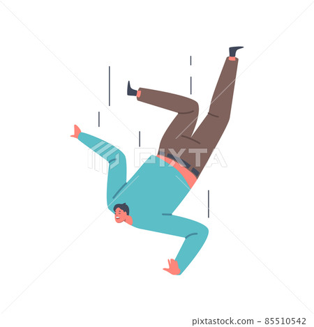 Unhappy Man Falling, Frightened Person in Emotional Stress, Hazard or Accident Fall. Sad Unhappy Alone Scared Character 85510542