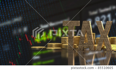 The tax and gold coins on business background 3d rendering The tax and gold coins on business background 3d rendering 85510605