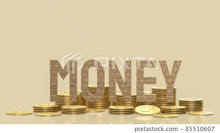 The gold money text and coins for business concept 3d rendering. The gold money text and coins for business concept 3d rendering. 85510607