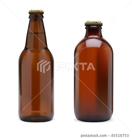 Beer bottle, realistic brown glass botle template 85510753
