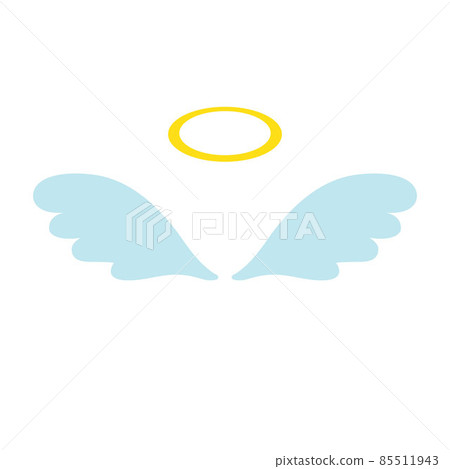 Vector flat cartoon angel wings and nimbus 85511943