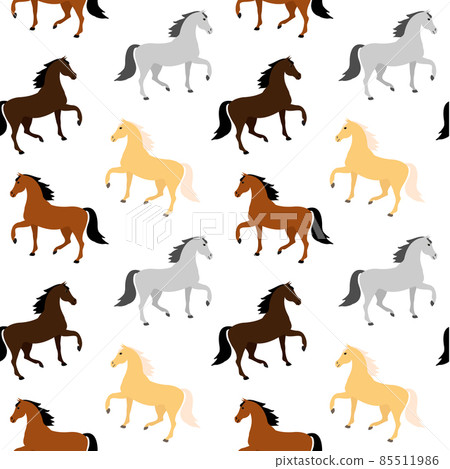 Vector seamless pattern of different color horse Vector seamless pattern of different color horse 85511986