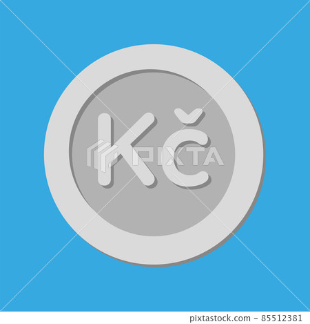 A silver grey vector illustration of czech crown 85512381