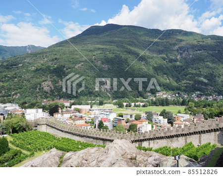 Alpine landscape from Bellinzona city, canton Ticino, Switzerland Alpine landscape from Bellinzona city, canton Ticino, Switzerland 85512826