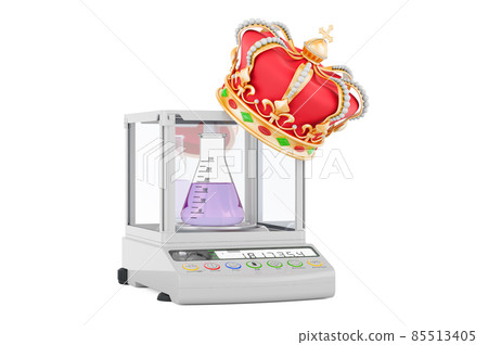 Analytical Balance, Digital Lab Scale with golden crown, 3D rendering Analytical Balance, Digital Lab Scale with golden crown, 3D rendering 85513405