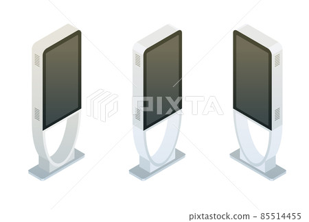 Freestanding information kiosk, terminal, stand. Isometric 85514455