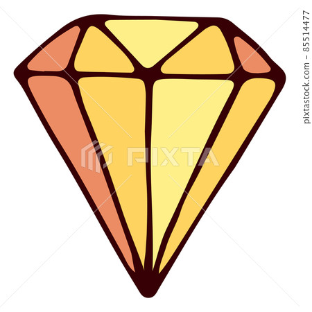 Yellow diamond icon. Cute shiny gem in cartoon style Yellow diamond icon. Cute shiny gem in cartoon style 85514477