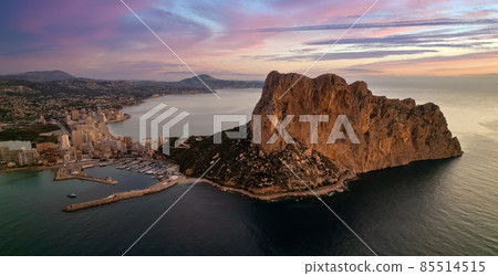 Sunrise over Calpe city and Penyal d Ifac Natural Park 85514515
