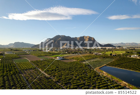 Aerial view Callosa de Segura village located in foothills. Spain 85514522