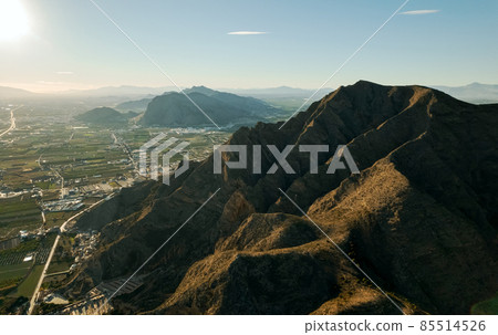 Aerial view Callosa de Segura village and farmlands. Spain 85514526