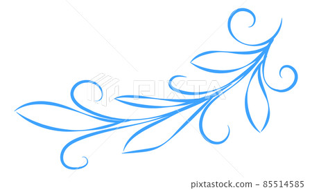 Floral motif in blue line style. Doodle ornament element Floral motif in blue line style. Doodle ornament element 85514585