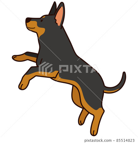 Simple and cute Doberman illustration that jumps with main line 85514823