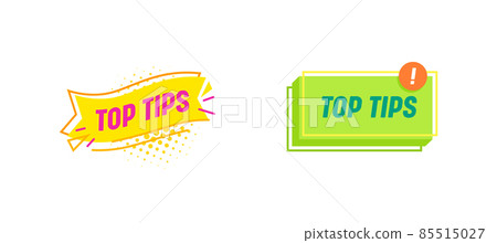 Top Tips, Helpful Suggestion, Tooltip Advice Idea Solution Banners on White Background. Useful Clue Labels, Stickers 85515027