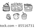 Freehand drawing of cake and bakery 85516731