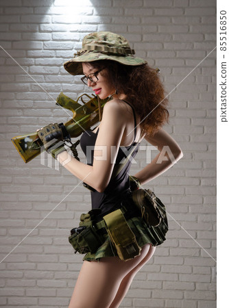 sexy girl military soldier in short skirt with automatic rifle for airsoft sexy girl military soldier in short skirt with automatic rifle for airsoft 85516850
