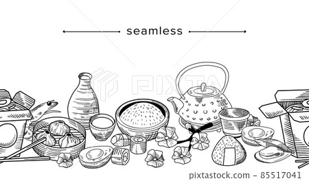 Rice Dumplings Seamless Pattern Vector Illustration Stock Vector