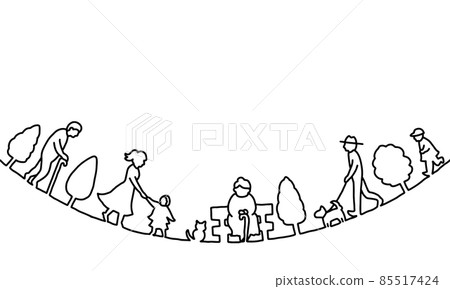 Line art illustrations of various people 85517424