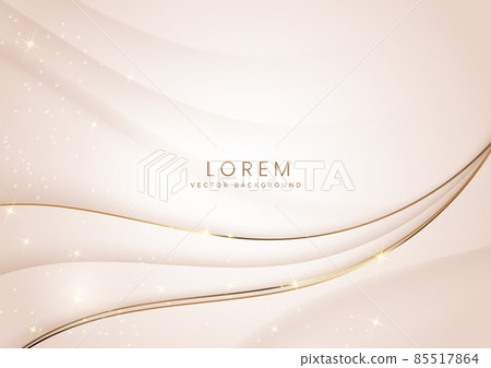 Abstract 3d gold and soft brown curved layers background with lighting effect and sparkle with copy space for text. Luxury design style. Abstract 3d gold and soft brown curved layers background with lighting effect and sparkle with copy space for text. Luxury design style. 85517864