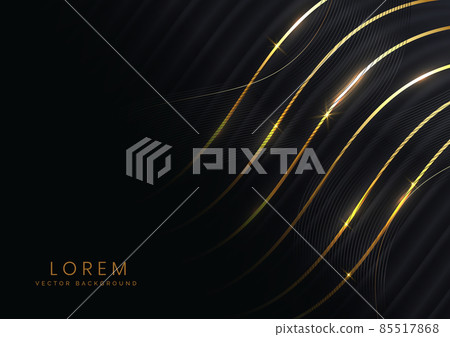 Abstract background black luxury template wave layer with golden elegant lines wave. Luxury concept design. Abstract background black luxury template wave layer with golden elegant lines wave. Luxury concept design. 85517868