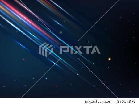 Abstract technology geometric red, blue lighting effect overlapping hi speed line movement design background with copy space for text. 85517872