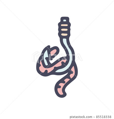 fishing hook with worm color vector doodle simple icon fishing hook with worm color vector doodle simple icon 85518338