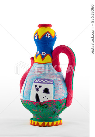 Nubian style handmade artistic painted colorful decorated pottery jug with one handle Nubian style handmade artistic painted colorful decorated pottery jug with one handle 85519060