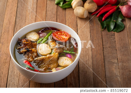 Sour and Spicy Smoked Dry Fish Soup Sour and Spicy Smoked Dry Fish Soup 85519072