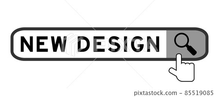 Search banner in word new design with hand over magnifier icon on white background Search banner in word new design with hand over magnifier icon on white background 85519085