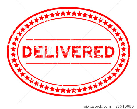 Grunge red delivered word oval rubber seal stamp on white background Grunge red delivered word oval rubber seal stamp on white background 85519099