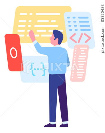 Man working with code. Programming software process Man working with code. Programming software process 85520488