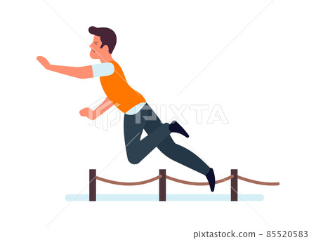 Man trip over chain. Person stumble and falling down Man trip over chain. Person stumble and falling down 85520583