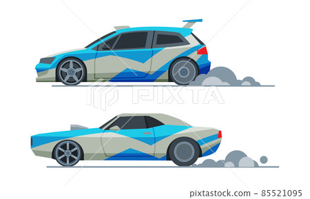 Automobile or Car Participating in Drag or Motor Racing Vector Set Automobile or Car Participating in Drag or Motor Racing Vector Set 85521095