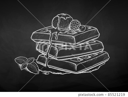 Vector chalk illustration of Waffles 85521219
