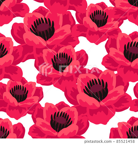 Seamless pattern with anemones flowers. Beautiful decorative spring plants. 85521458
