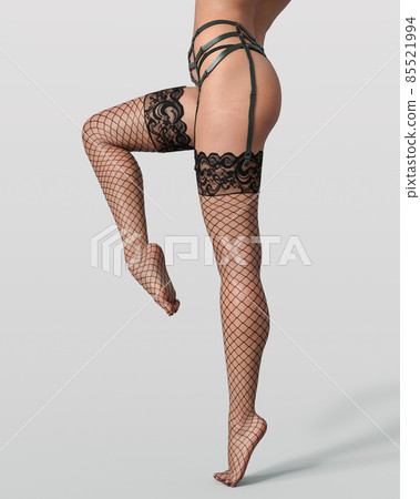 Bum and legs of sexy woman in black garter... - Stock Photo [85521994] -  PIXTA