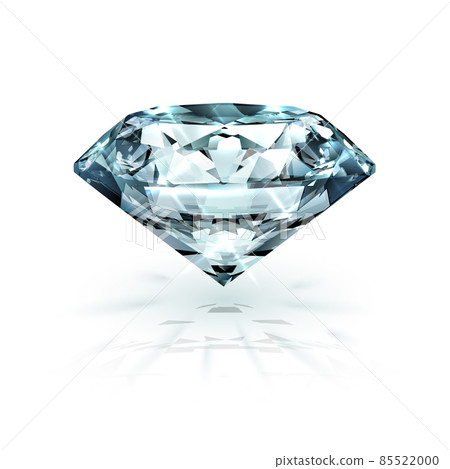 Realistic blue diamond with light reflections - shiny vector gemstone illustration 85522000