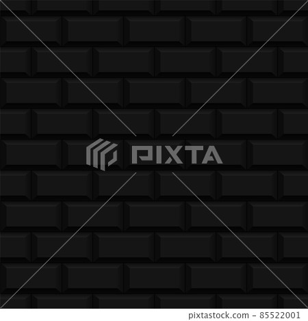 Seamless smooth metro tile texture - realistic black ceramic brick background 85522001