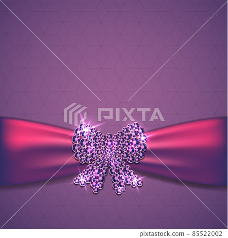 Pink ribbon with diamond bow decoration on ornate background - eps10 vector illustration Pink ribbon with diamond bow decoration on ornate background - eps10 vector illustration 85522002