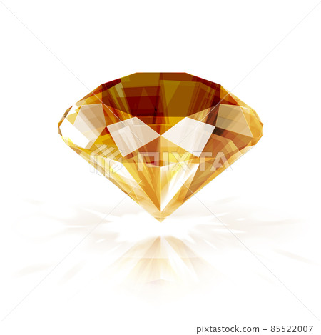 Amber colored sparkling diamond - yellow sapphire isolated on white background Amber colored sparkling diamond - yellow sapphire isolated on white background 85522007