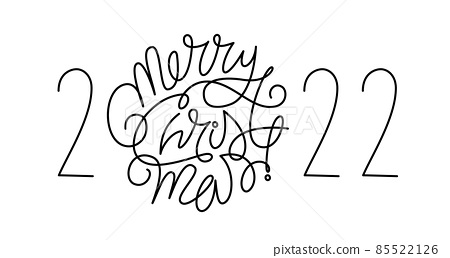 Hand drawn Merry Christmas lettering with year...  Stock Illustration