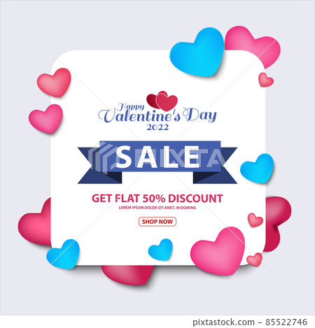 Valentine's Day Web Banner sale promo. Vector Illustration with Seasonal Offer. 85522746