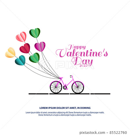 Valentine's Day card. Bicycle with heart shaped balloons. 85522760